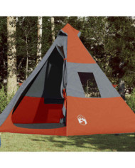 Tente de camping tipi 7 personnes orange imperméable | Mobilier & Déco