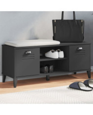 Banc à chaussures VIKEN noir 106x35x45 cm bois massif de pin | Mobilier & Déco