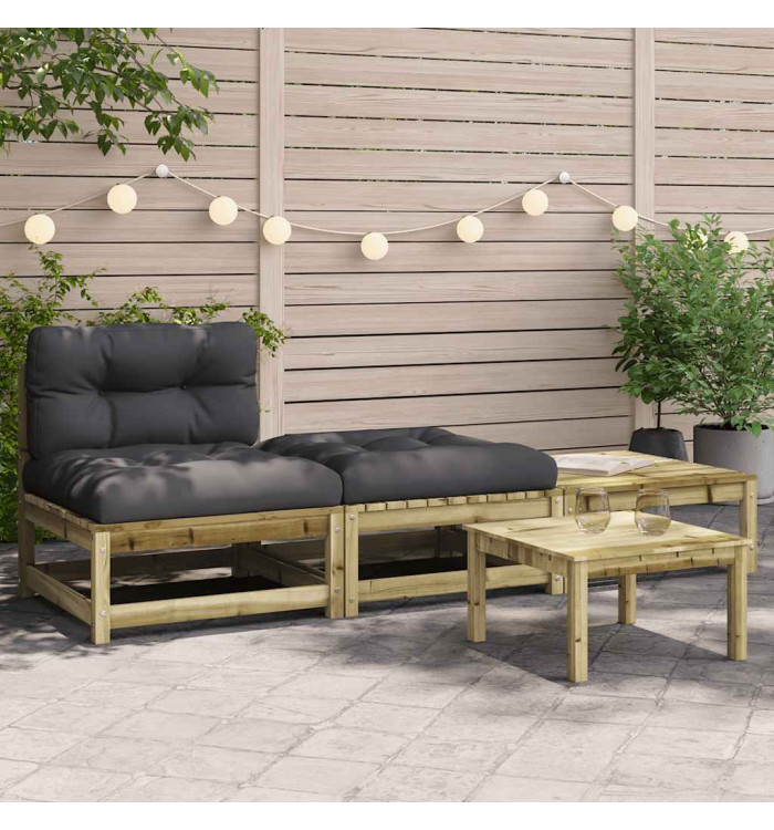 Canapé de jardin sans accoudoirs avec coussins et repose-pieds | Mobilier & Déco