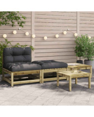 Canapé de jardin sans accoudoirs avec coussins et repose-pieds | Mobilier & Déco