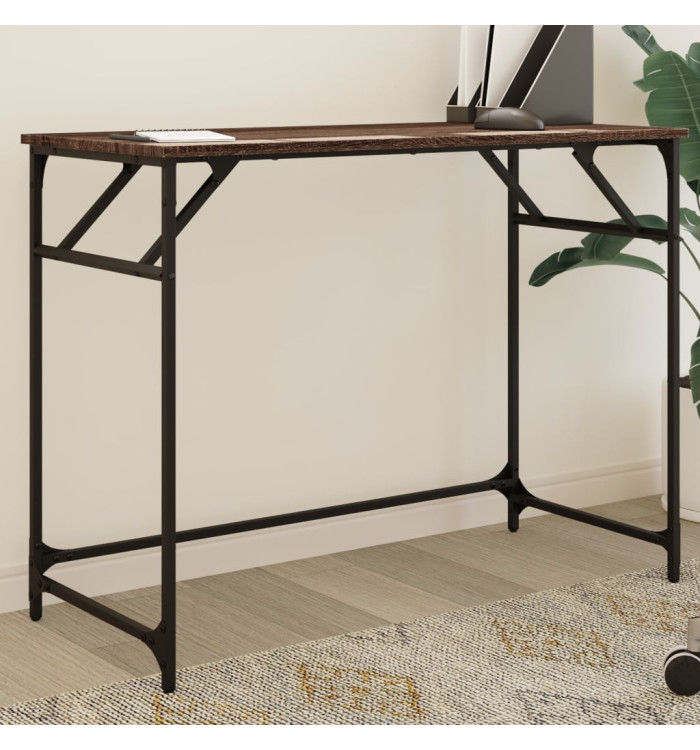 Bureau chêne marron bois d'ingénierie et acier enduit de poudre | Mobilier & Déco