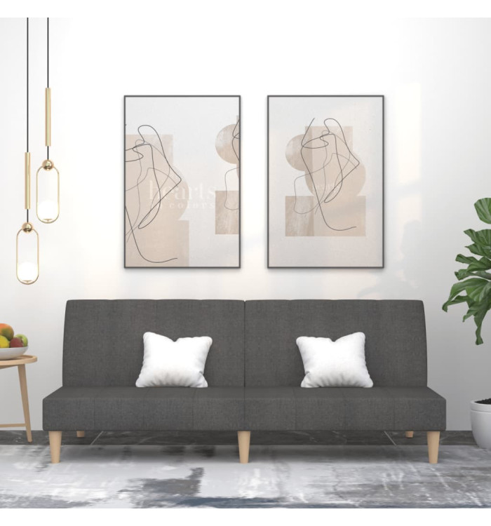 Canapé-lit à 2 places gris foncé tissu | Mobilier & Déco