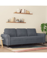 Canapé à 3 places Gris foncé 180 cm Velours | Mobilier & Déco