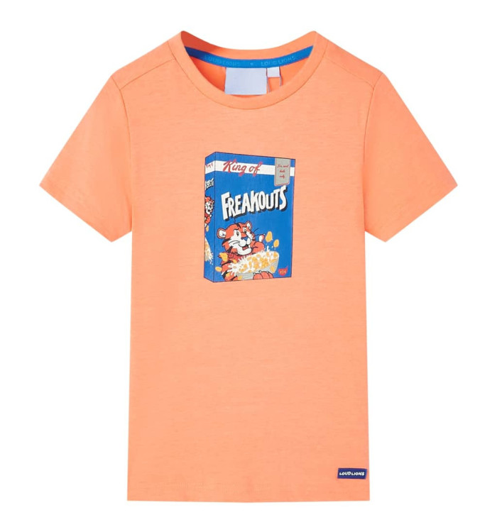 T-shirt pour enfants avec manches courtes orange néon 128 | Mobilier & Déco