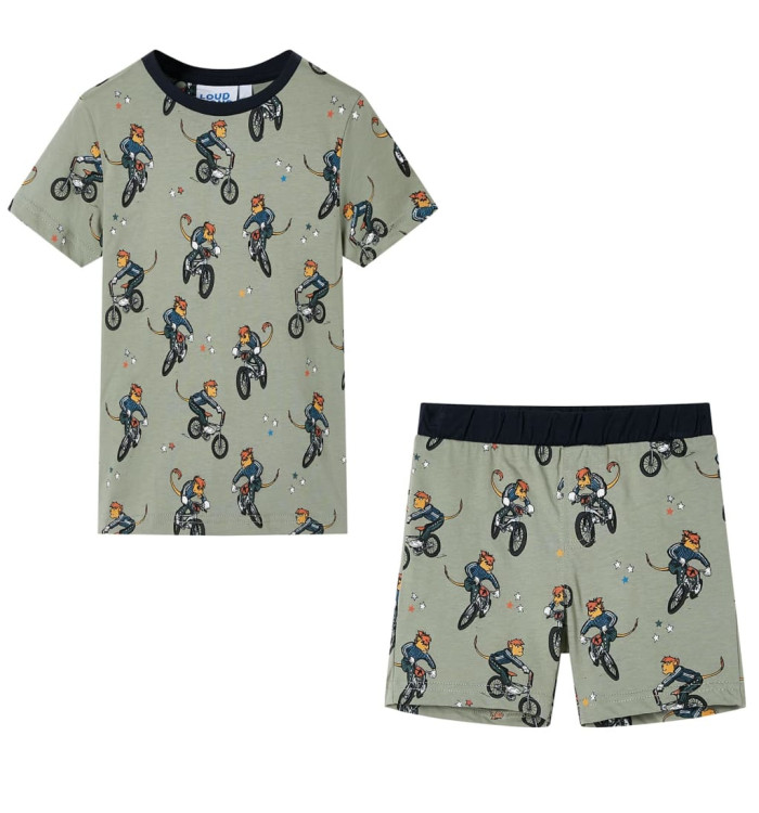 Pyjamas à manches courtes pour enfants kaki clair 128 | Mobilier & Déco