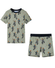 Pyjamas à manches courtes pour enfants kaki clair 128 | Mobilier & Déco