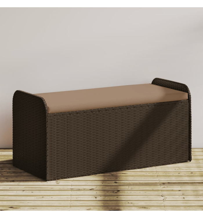 Banc de rangement et coussin marron 115x51x52 cm résine tressée | Mobilier & Déco