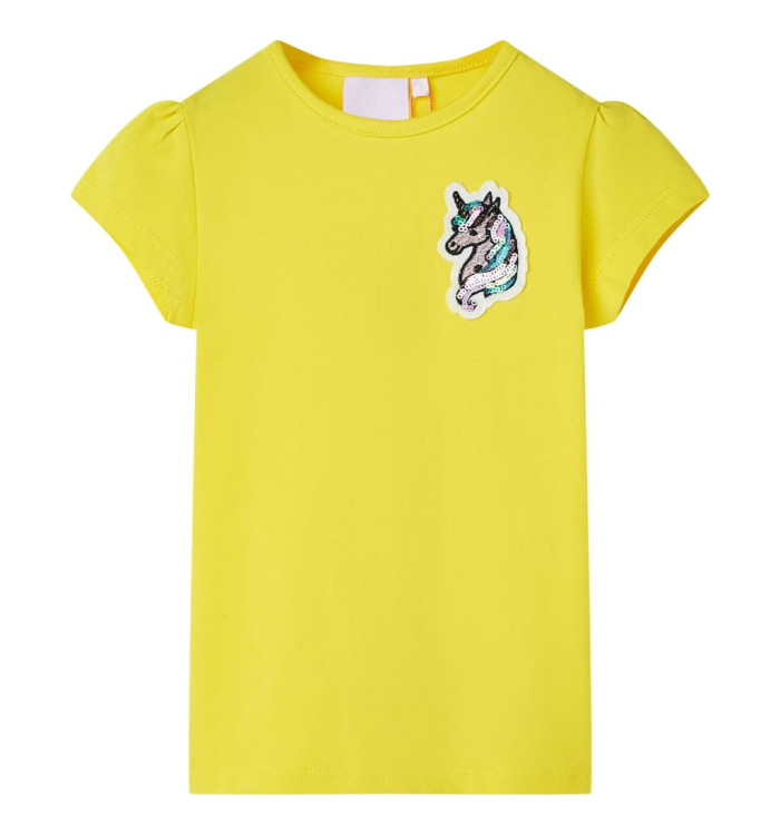 T-shirt pour enfants jaune vif 128 | Mobilier & Déco