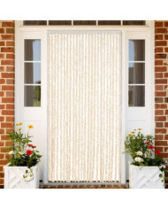 Rideau anti-mouches beige et blanc 100x220 cm chenille | Mobilier & Déco