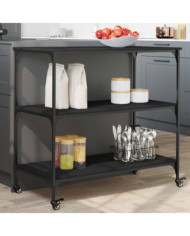 Chariot de cuisine noir 102x50x95 cm bois d'ingénierie | Mobilier & Déco