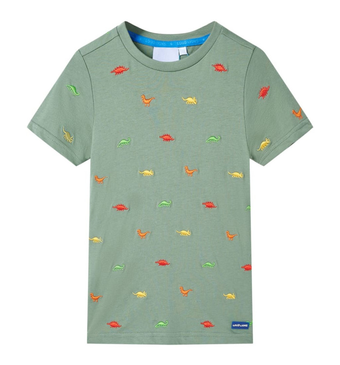 T-shirt pour enfants avec manches courtes kaki 140 | Mobilier & Déco