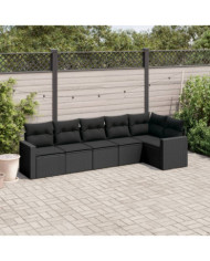Salon de jardin 6 pcs avec coussins noir résine tressée | Mobilier & Déco