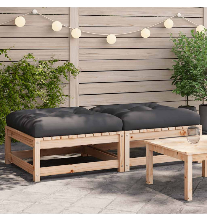 Repose-pieds de jardin avec coussins lot de 2 bois pin massif | Mobilier & Déco