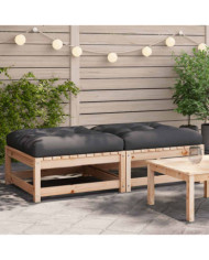 Repose-pieds de jardin avec coussins lot de 2 bois pin massif | Mobilier & Déco