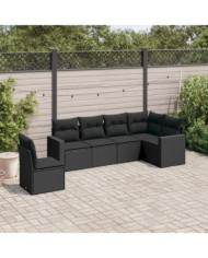 Salon de jardin 6 pcs avec coussins noir résine tressée | Mobilier & Déco