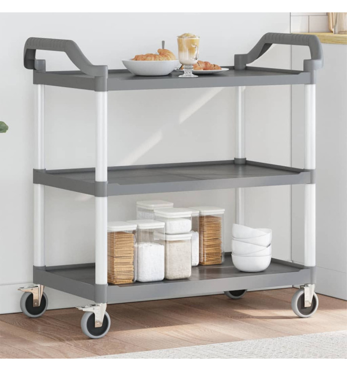 Chariot à 3 niveaux gris 99x50x96 cm aluminium | Mobilier & Déco