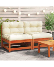 Canapés de jardin sans accoudoirs coussins 2pcs bois massif pin | Mobilier & Déco
