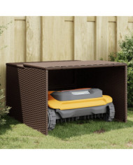 Garage pour robot tondeuse marron 86x90x52/57 cm résine tressée | Mobilier & Déco