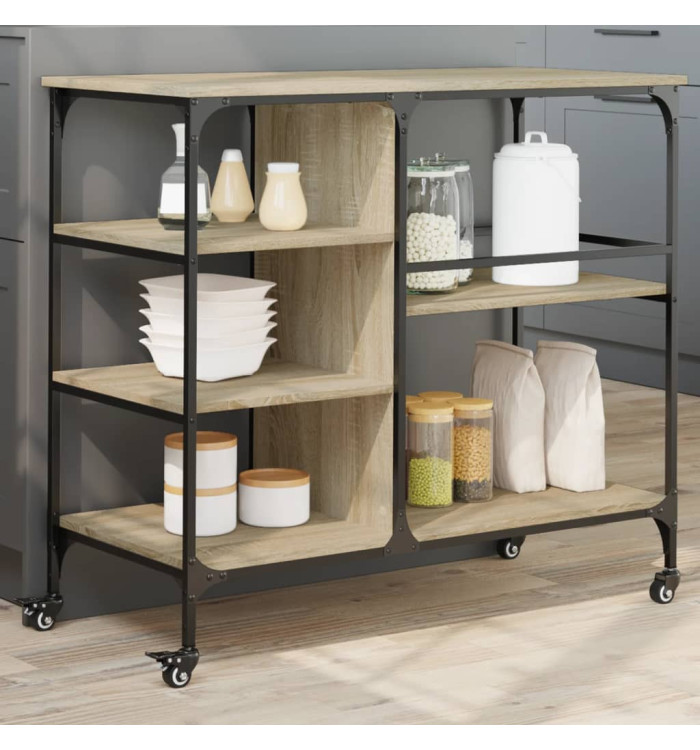 Chariot de cuisine chêne sonoma 100x45x89,5cm bois d'ingénierie | Mobilier & Déco