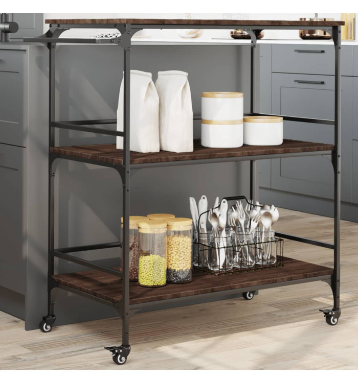 Chariot cuisine chêne marron 100,5x50x105 cm bois d'ingénierie | Mobilier & Déco