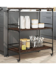 Chariot cuisine chêne marron 100,5x50x105 cm bois d'ingénierie | Mobilier & Déco