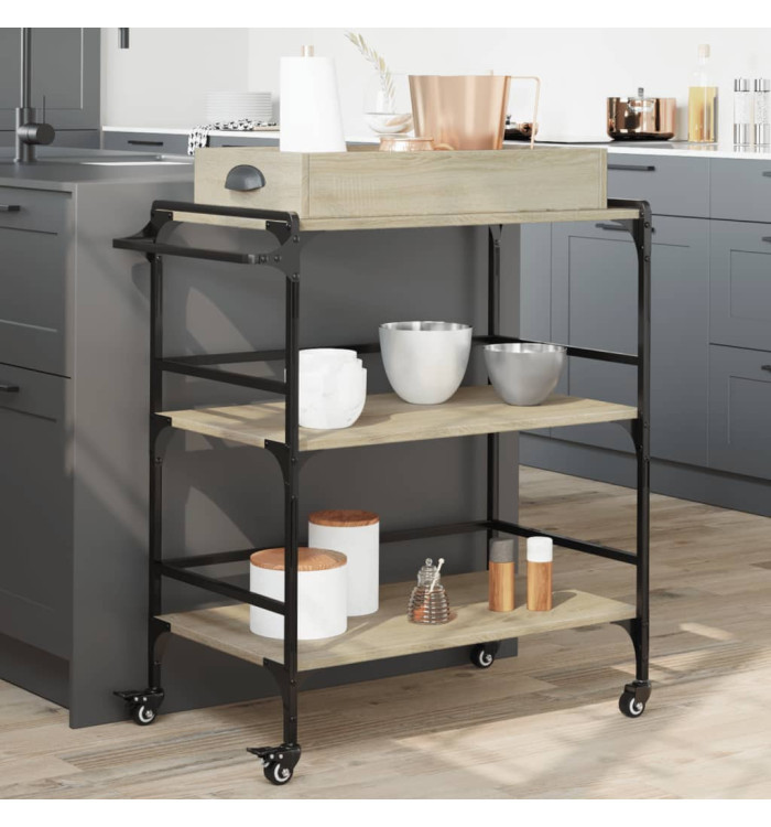 Chariot de cuisine chêne sonoma 81,5x41x92,5 cm bois ingénierie | Mobilier & Déco