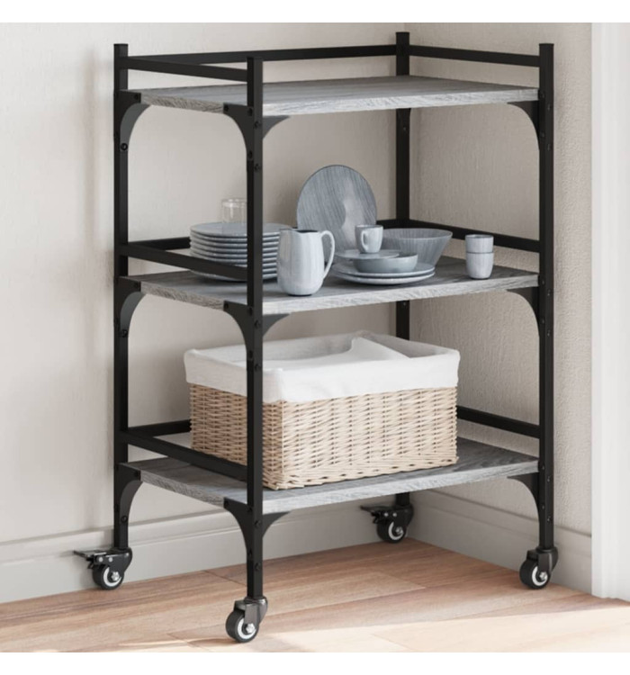 Chariot de cuisine sonoma gris 50x35x75,5 cm bois d'ingénierie | Mobilier & Déco