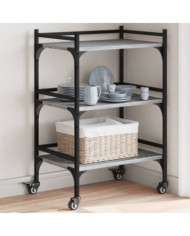 Chariot de cuisine sonoma gris 50x35x75,5 cm bois d'ingénierie | Mobilier & Déco
