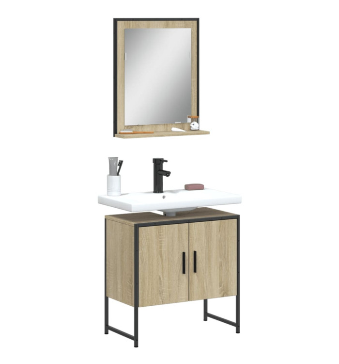 Ensemble d'armoires de salle de bain 2 pcs chêne sonoma | Mobilier & Déco