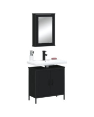 Ensemble de meubles salle de bain 2 pcs noir bois d'ingénierie | Mobilier & Déco