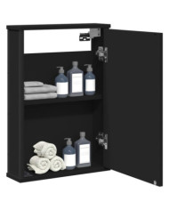 Armoire à miroir de salle de bain noir bois d'ingénierie | Mobilier & Déco