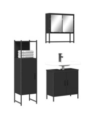 Ensemble de meubles salle de bain 3 pcs noir bois d'ingénierie | Mobilier & Déco