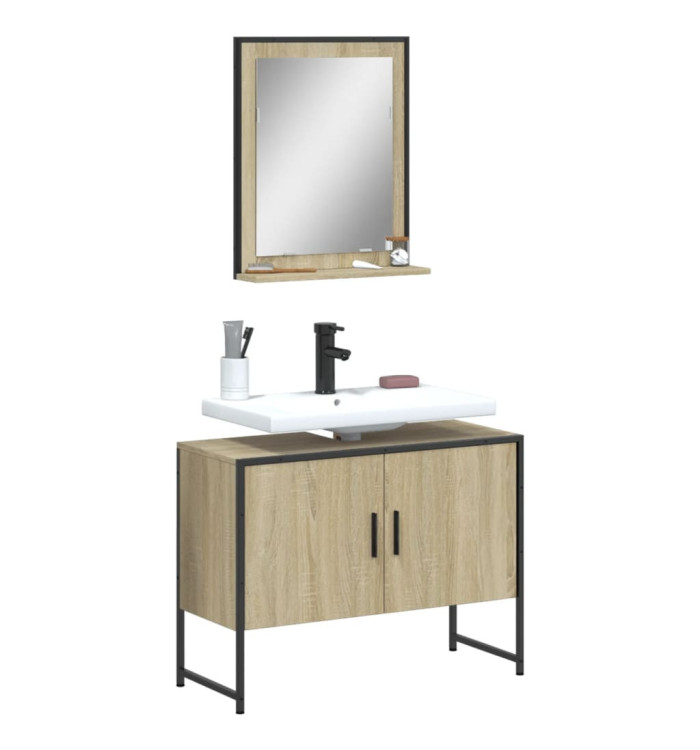 Ensemble d'armoires de salle de bain 2 pcs chêne sonoma | Mobilier & Déco