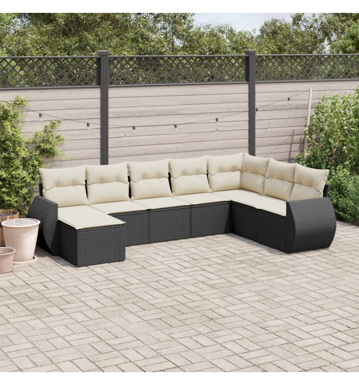 Salon de jardin 8 pcs avec coussins noir résine tressée | Mobilier & Déco