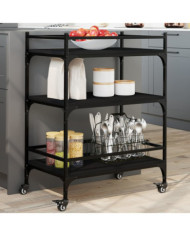 Chariot de cuisine noir 65x40x86,5 cm bois d'ingénierie | Mobilier & Déco