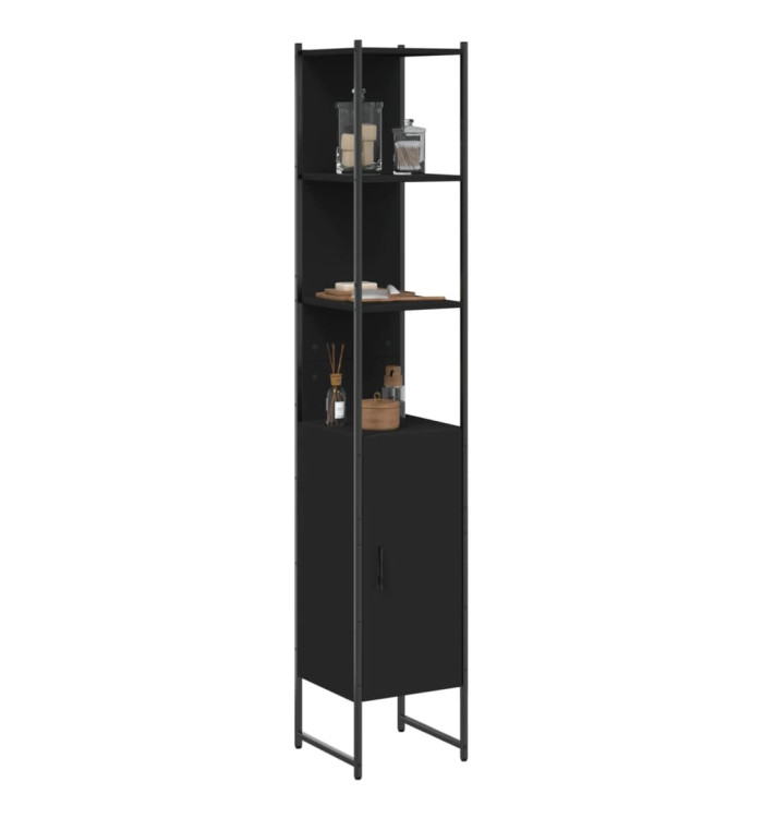 Armoire de salle de bain noir 33x33x185,5 cm bois d'ingénierie | Mobilier & Déco