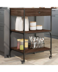 Chariot de cuisine chêne marron 60x48x89,5 cm bois d'ingénierie | Mobilier & Déco