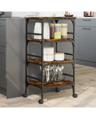 Chariot de cuisine chêne fumé 45x35x89,5 cm bois d'ingénierie | Mobilier & Déco
