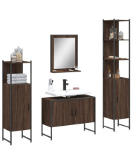 Ensemble d'armoires de salle de bain 4 pcs chêne marron | Mobilier & Déco