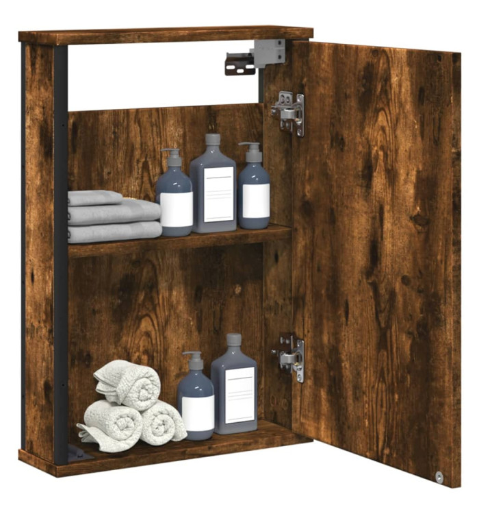Armoire à miroir de salle de bain chêne fumé bois d’ingénierie | Mobilier & Déco