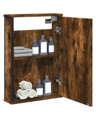 Armoire à miroir de salle de bain chêne fumé bois d’ingénierie | Mobilier & Déco