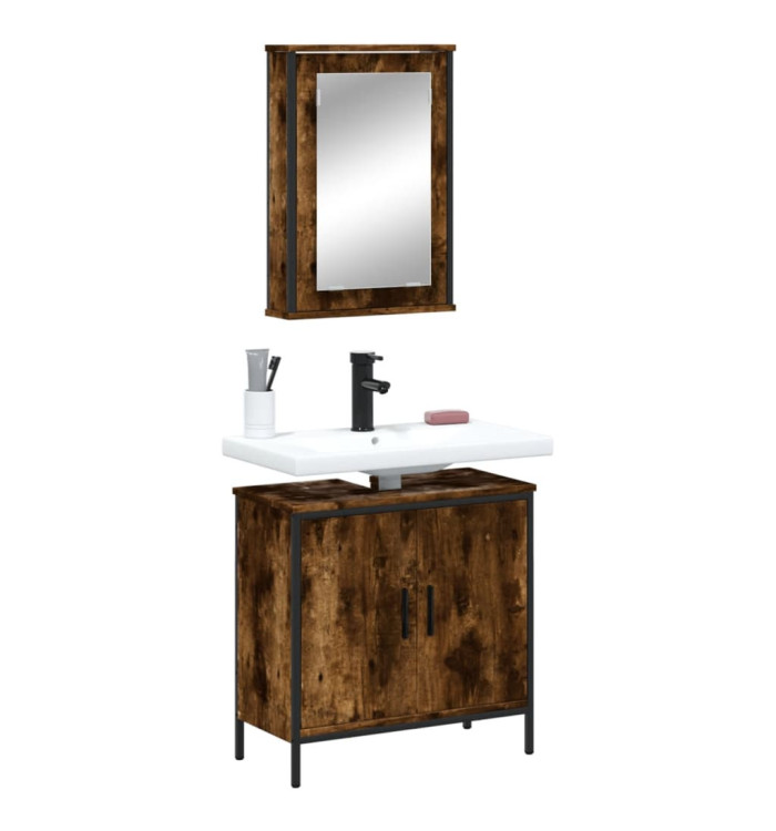 Ensemble de meubles de salle de bain 2 pcs Chêne fumé | Mobilier & Déco