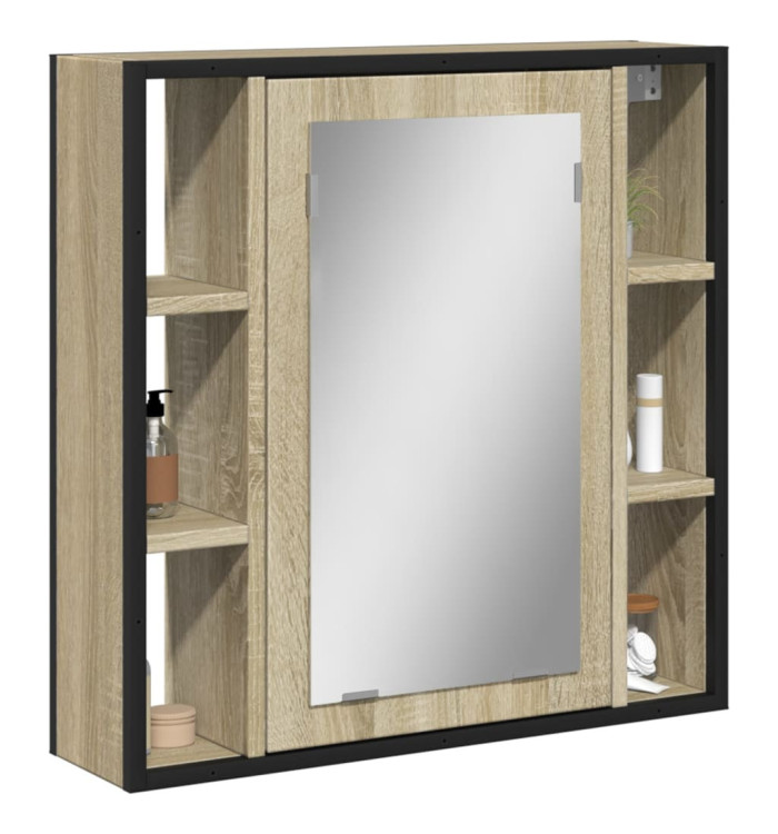Armoire à miroir de salle de bain chêne sonoma bois ingénierie | Mobilier & Déco