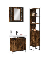 Ensemble d'armoires de salle de bain 3 pcs chêne fumé | Mobilier & Déco