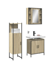 Ensemble d'armoires de salle de bain 3 pcs chêne sonoma | Mobilier & Déco