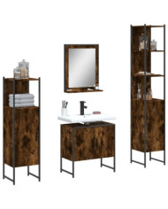 Ensemble d'armoires de salle de bain 4 pcs chêne fumé | Mobilier & Déco