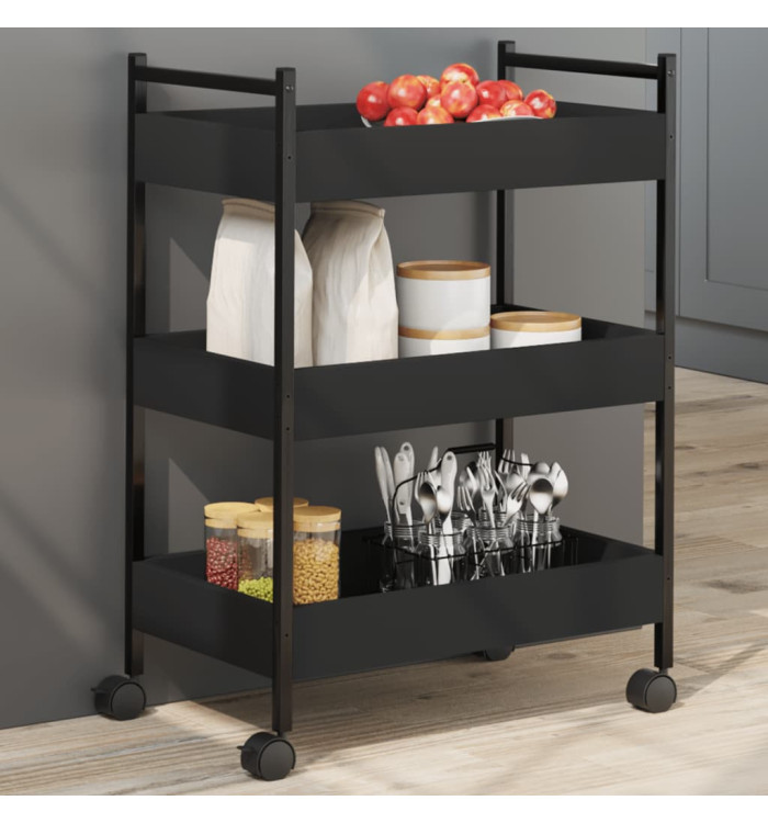 Chariot de cuisine noir 50x30x70 cm bois d'ingénierie | Mobilier & Déco