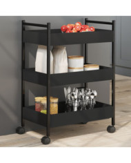 Chariot de cuisine noir 50x30x70 cm bois d'ingénierie | Mobilier & Déco