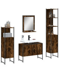 Ensemble d'armoires de salle de bain 4 pcs chêne fumé | Mobilier & Déco