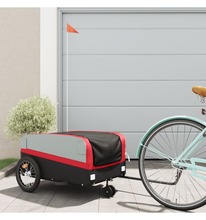 Remorque de vélo noir et rouge 45 kg fer | Mobilier & Déco